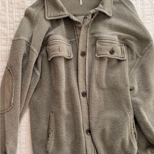 Free People Olive Green Lightweight Sherpa Jacket